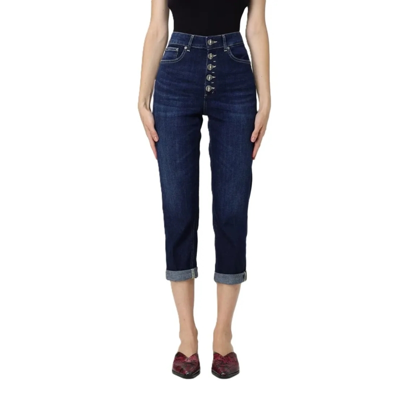 Dondup Jeans High-Waisted Cropped Jeans With Rolled Cuffs Blue