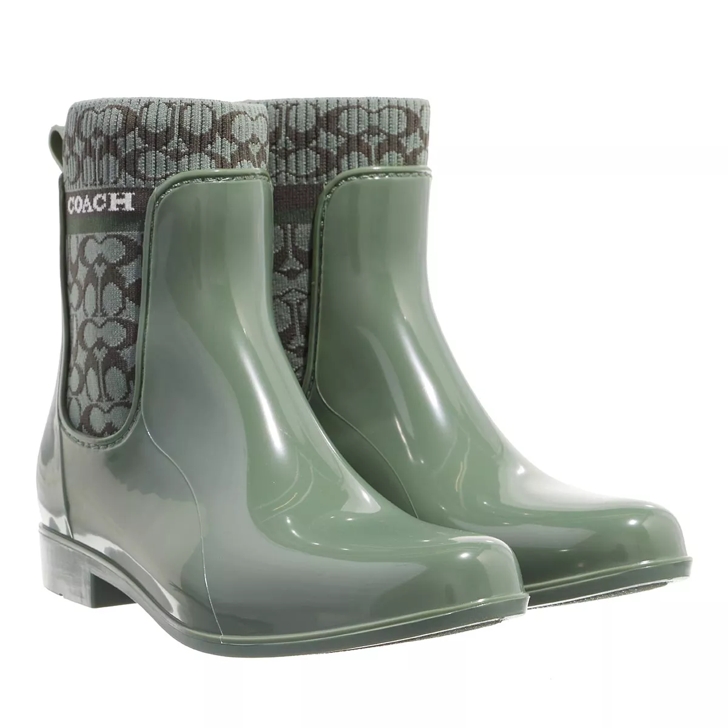 Coach Rivington Rubber Rain Bootie Green Rain Boot