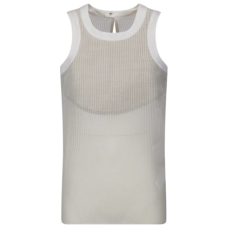 Sacai Bluse Lightweight Chiffon Tank With Semi-Sheer Texture A White