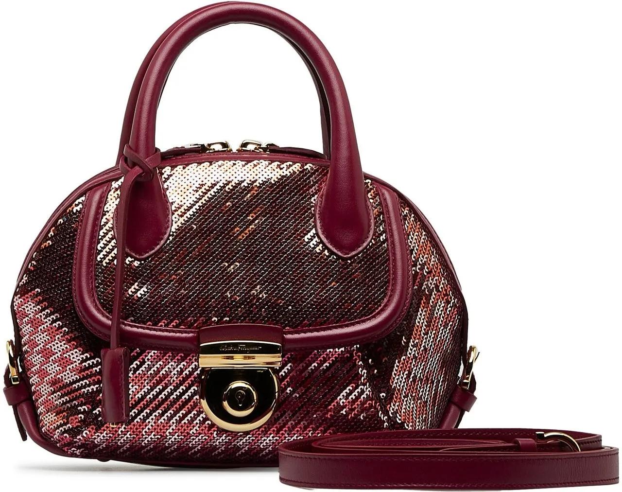 Salvatore Ferragamo Totes & shoppers Mini Sequin Fiamma Satchel in rood