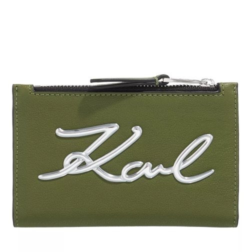 Karl Lagerfeld K/Signature Bifold Zip Ch Olive Bi-Fold Portemonnee