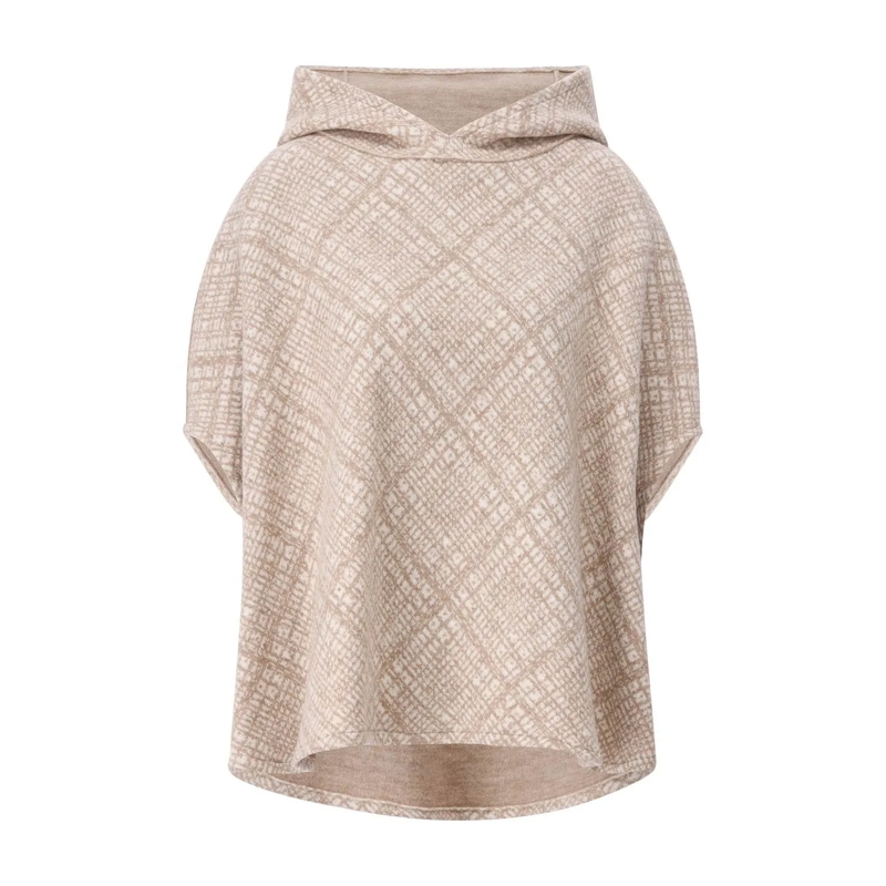 Rosso35 Poncho Poncho mit Kapuze beige