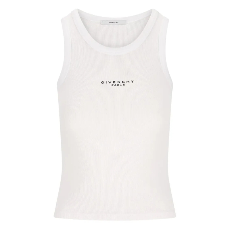 Givenchy Blouse Sleeveless Ribbed Top In Smooth Silk And Nylon Ble White