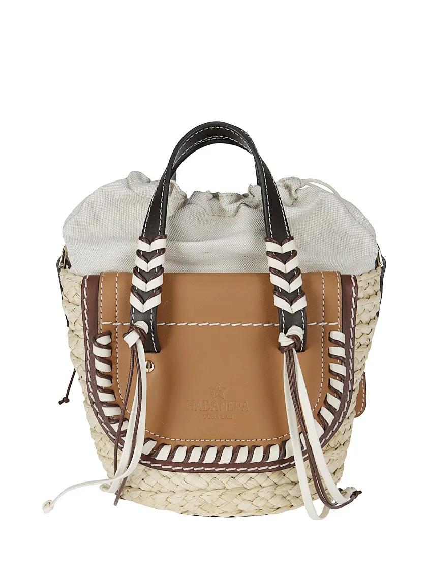 Cuba Lab Shoppers & Totes Handbag In Raffia And Leather With Fringes in bruin