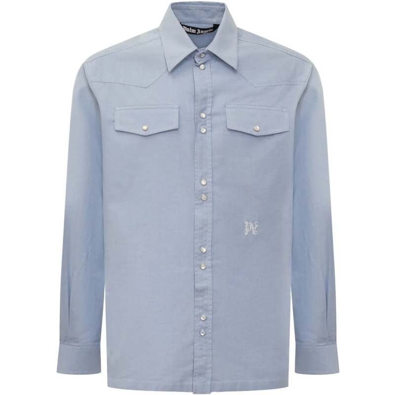 Palm Angels Haut décontracté Camicia PA Monogram hellblau