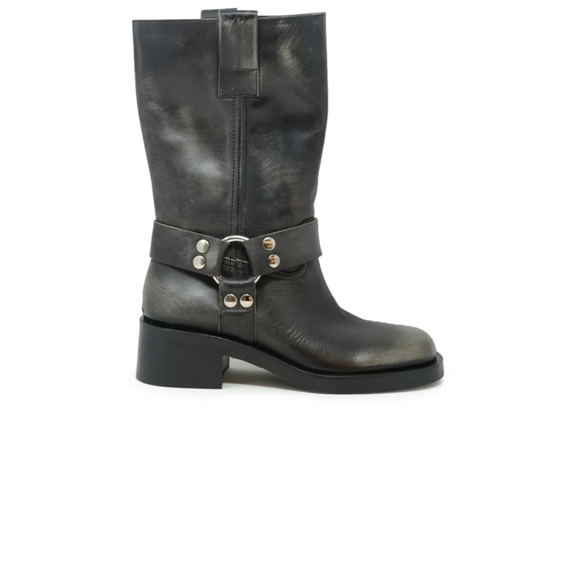 Elena Iachi Bottes Black Leather Boots Black