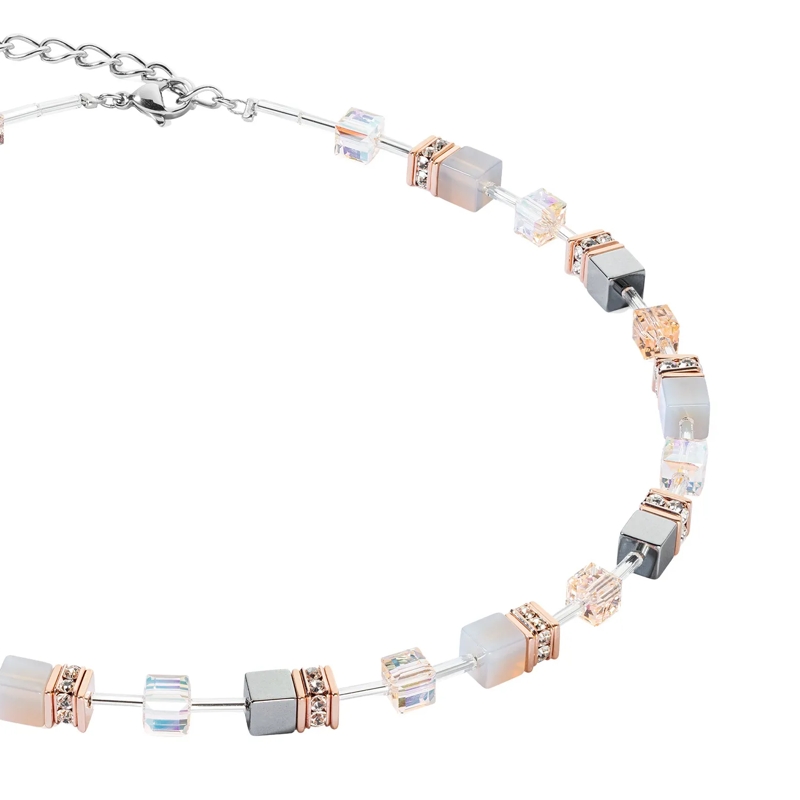 COEUR DE LION Mittellange Halskette GeoCUBE® Iconic Precious Halskette orange