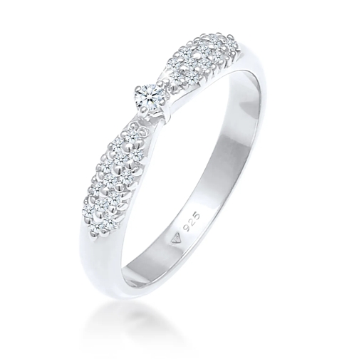 Elli Ring Verlobung Glamour Diamant (0.16 ct) 925 Silbe silber Diamantring