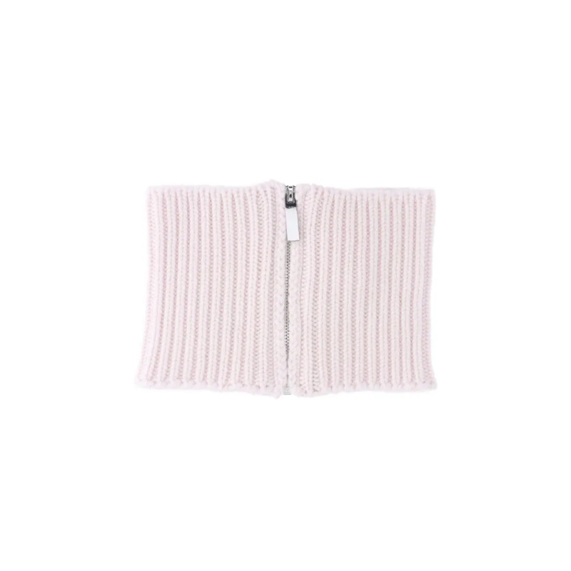 Sa Su Phi Écharpe légère Ribbed Knit Scarf With Zipper Closure White