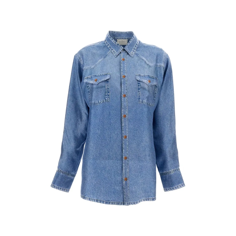 Pierre-Louis Mascia Overhemd Silk Printed Shirt Blue