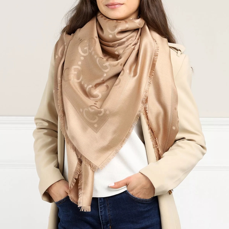 Silk wool gg jacquard on sale shawl