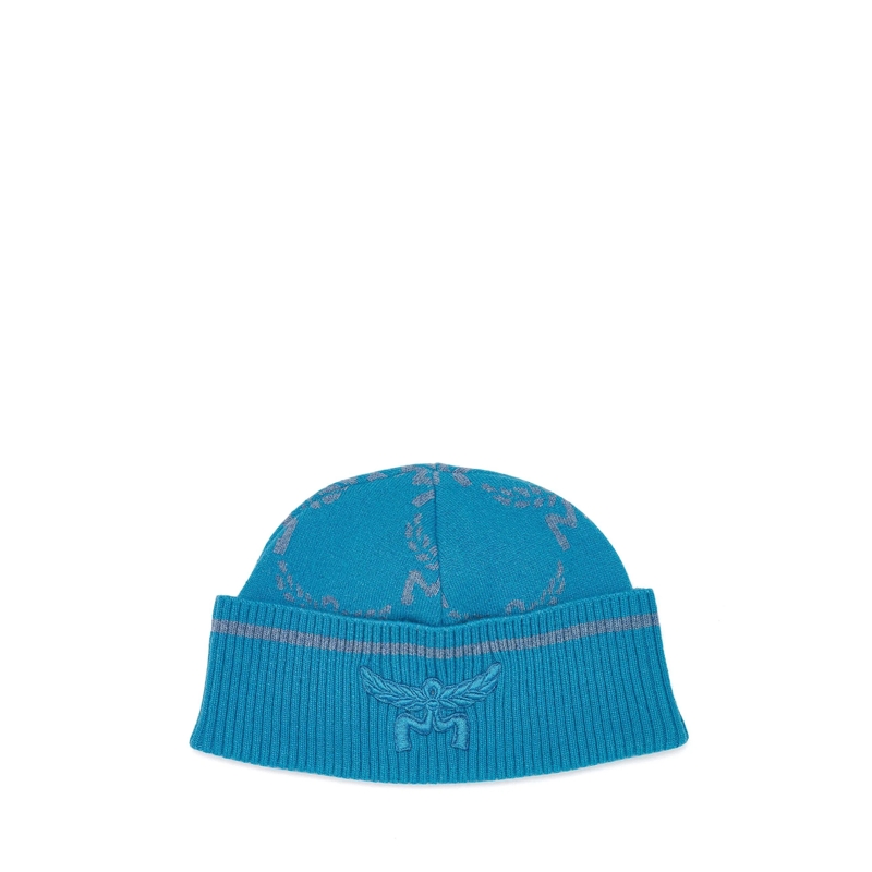 MCM Hut Beanie aus Wolle und recyceltem Kaschmir in Lauret Blue