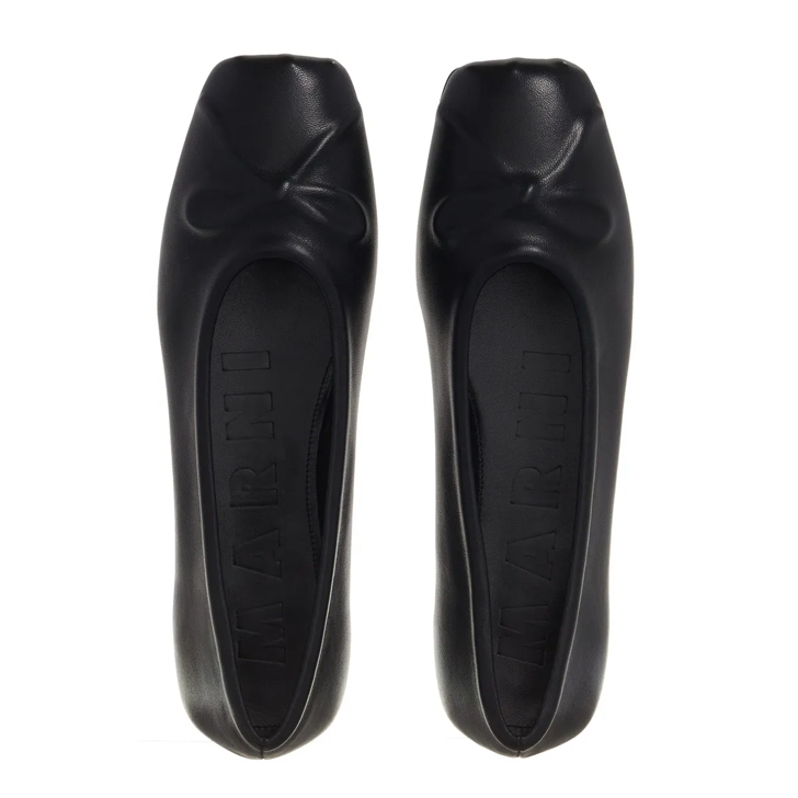 フラットシューズ Marni Dancer Black Leather Ballerinas Marni Leather Ballerina Shoes | Black | FARFETCH JO