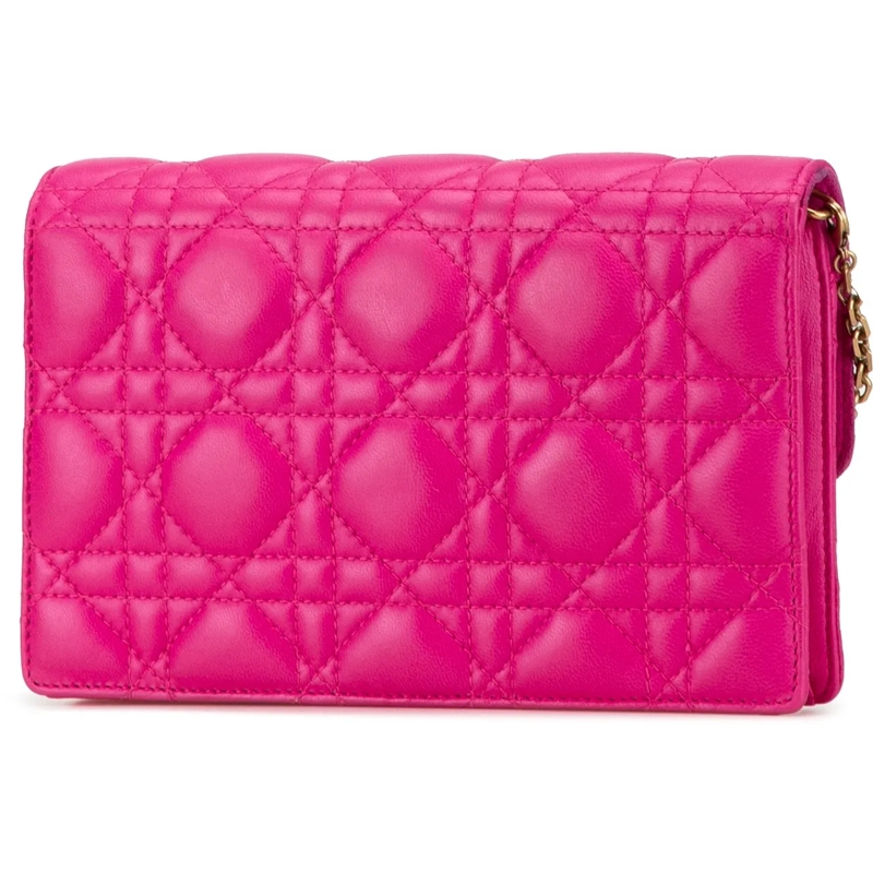Christian Dior Schultertasche Lambskin Cannage DiorAddict Wallet on Chain rose