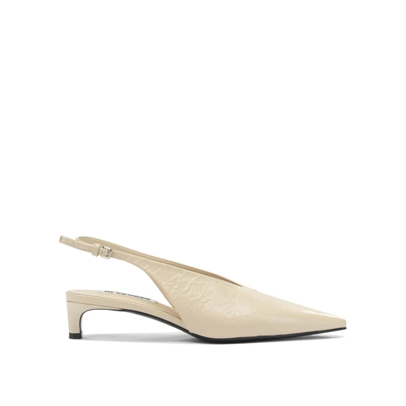 Jil Sander Pumps Pointed Toe Leather Slingbacks Neutrals
