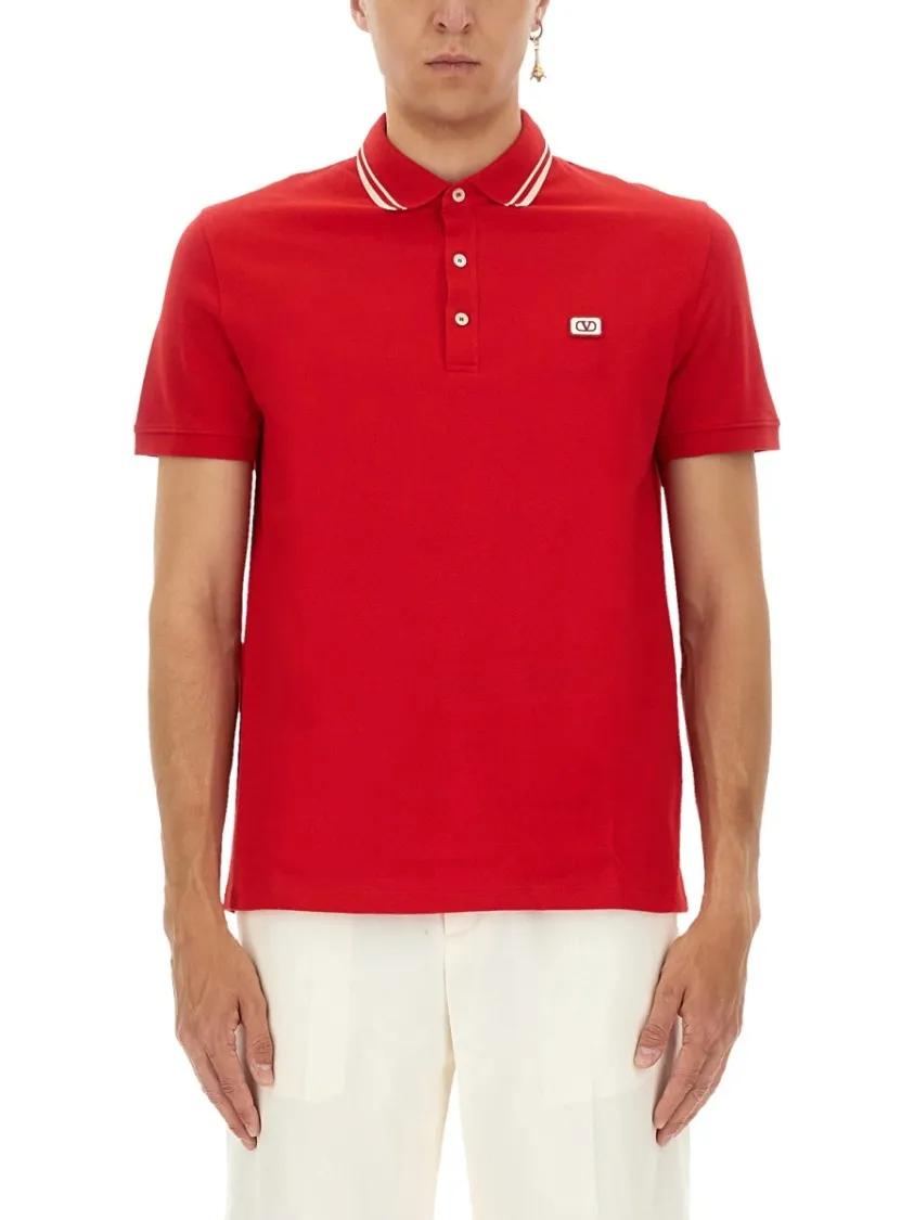 Thumbnail - Valentino Garavani - Polo Shirt With Signature Vlogo - Größe L - rot