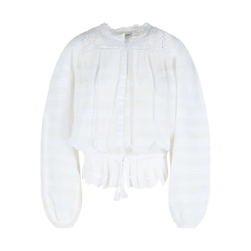 Isabel Marant Langärmeliges Oberteil Cropped Top With Lace Detail White