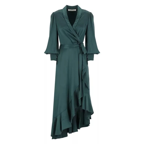 Zimmermann Silk Wrap Midi Dress Green 