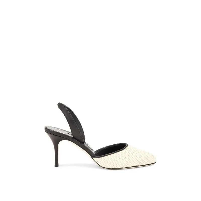 Manolo Blahnik Escarpins Casam 70 Raffia Pumps Neutrals