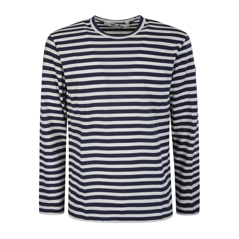 Comme des Garcons Langärmeliges Oberteil Navy/White Striped Long-Sleeved T-Shirt Blue