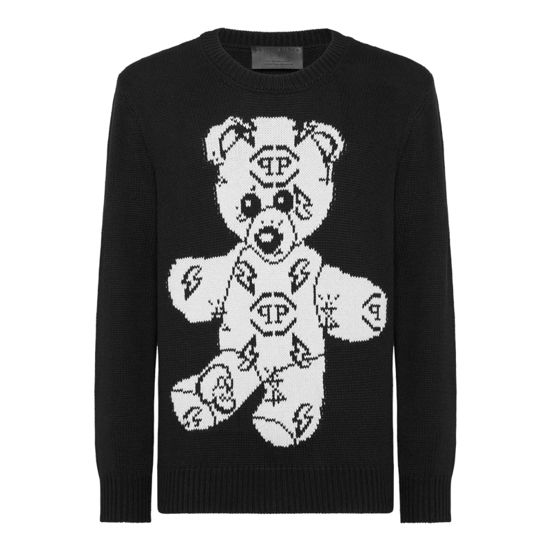 Philipp Plein  Rundhalspullover Teddy schwarz