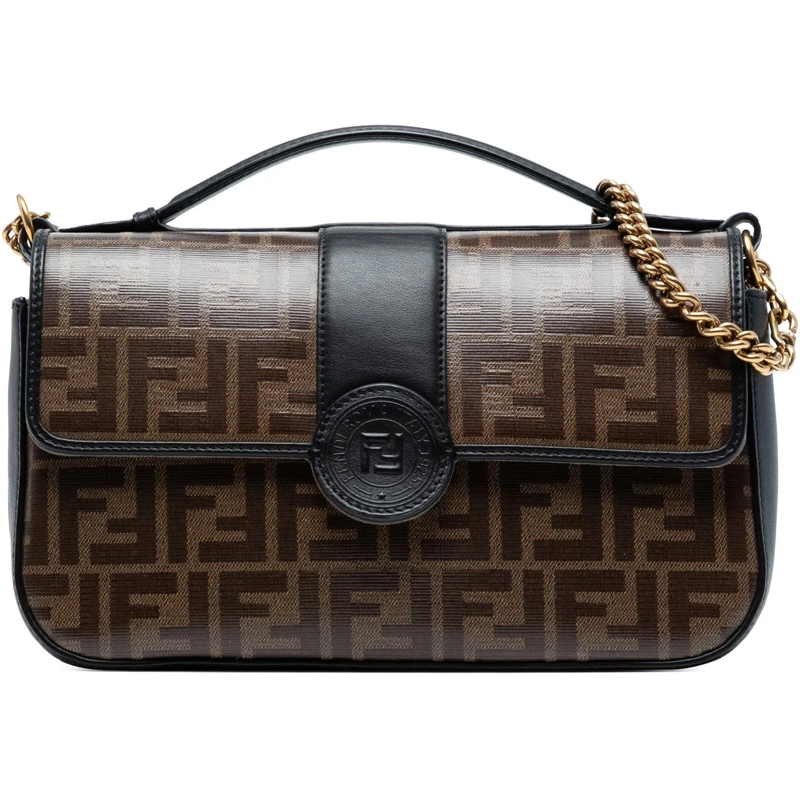 Fendi Sac à bandoulière Zucca Crystal Double F Baguette Satchel braun