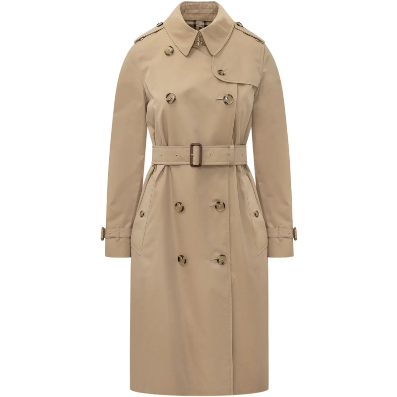 Burberry Trenchcoat Kensington Trench Lungo con Cintura beige