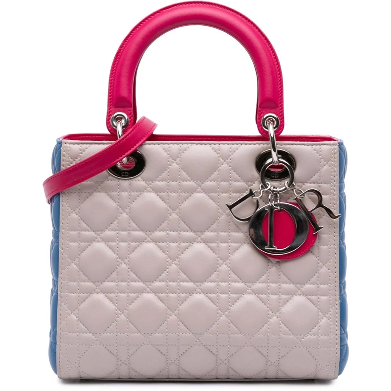 Christian Dior Schultertasche Medium Tricolor Lambskin Cannage Lady Dior braun