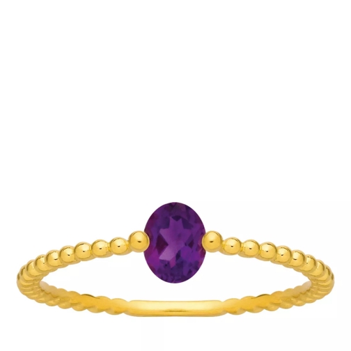 Indygo Corfou Ring Amethyst Yellow Gold Purple Solitaire Ring