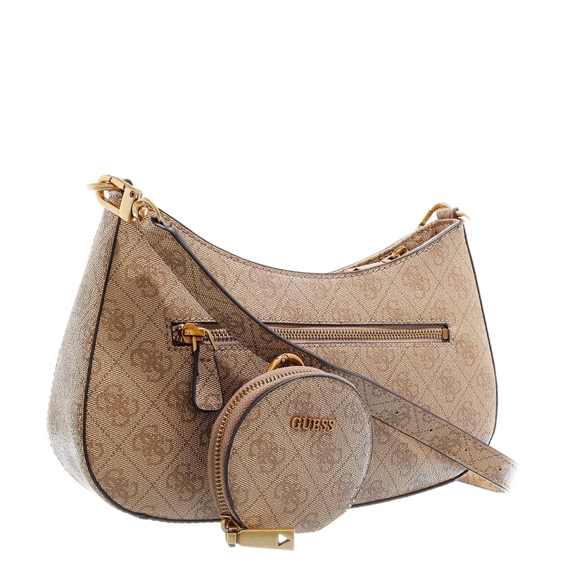 Guess Pochette Alexie Top Zip Shoulder Bag Latte Logo(Image 3)