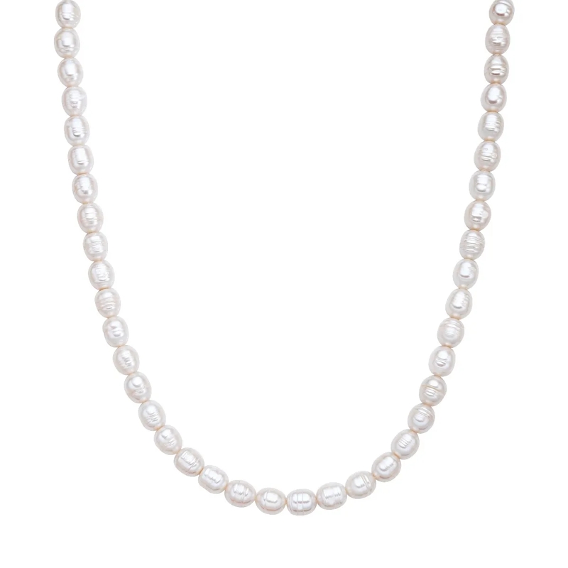 Valero Pearls Mittellange Halskette Sterling Silber Perlen-Kette Süßwasser-Zuchtperle weiss