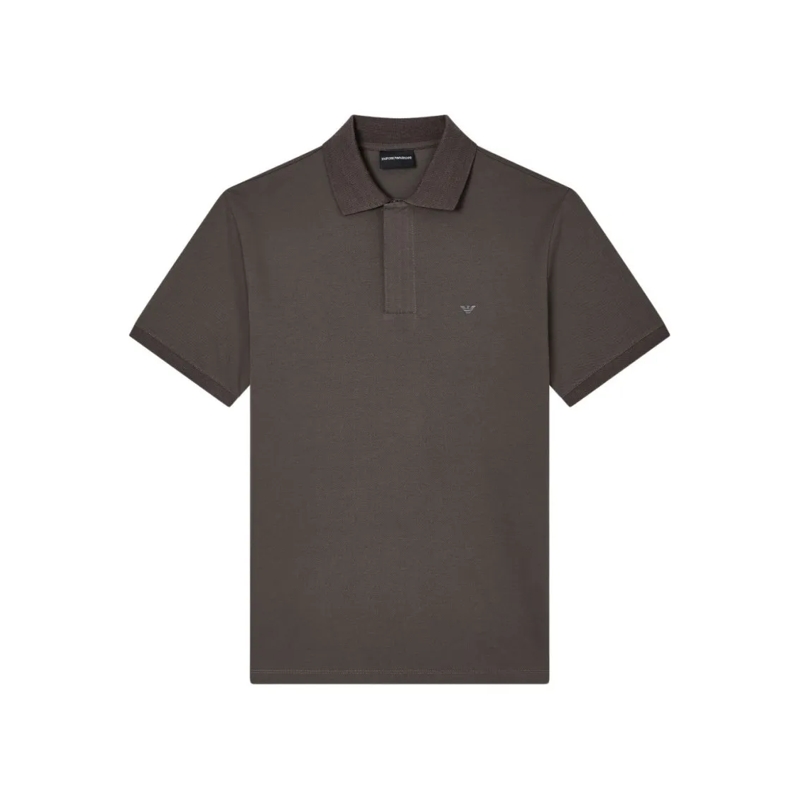 Emporio Armani Polo shirt Textured Pique Grey Polo Shirt Brown