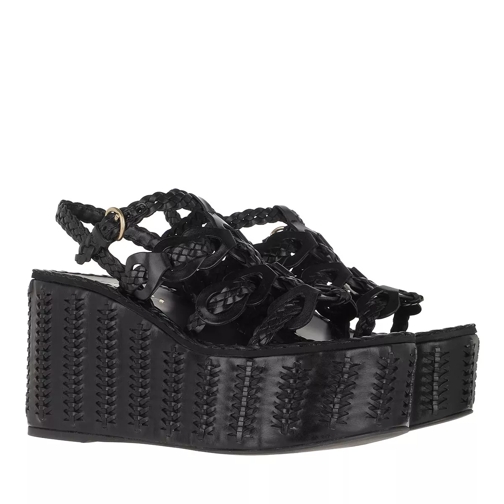 Prada Platform Sandals Leather Black Sandale