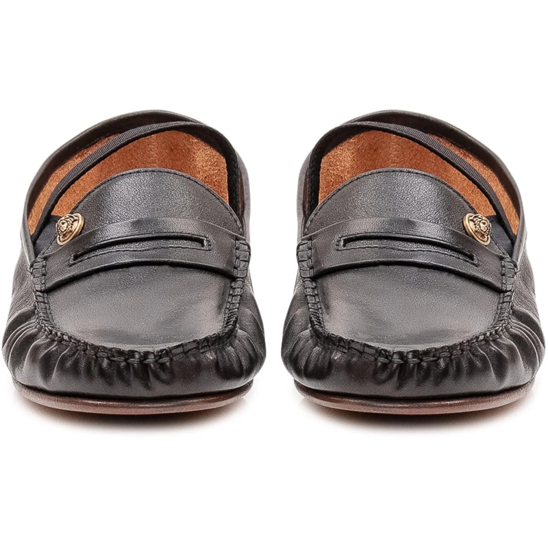 Versace Loafer Mocassini con Cuciture a Vista e Dettaglio schwarz(Image 2)