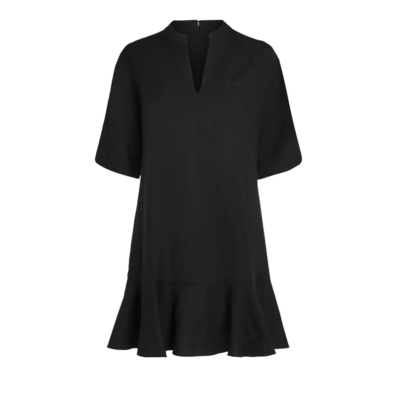 Karl Lagerfeld Kleid Etuikleid aus Leinenmischgewebe schwarz