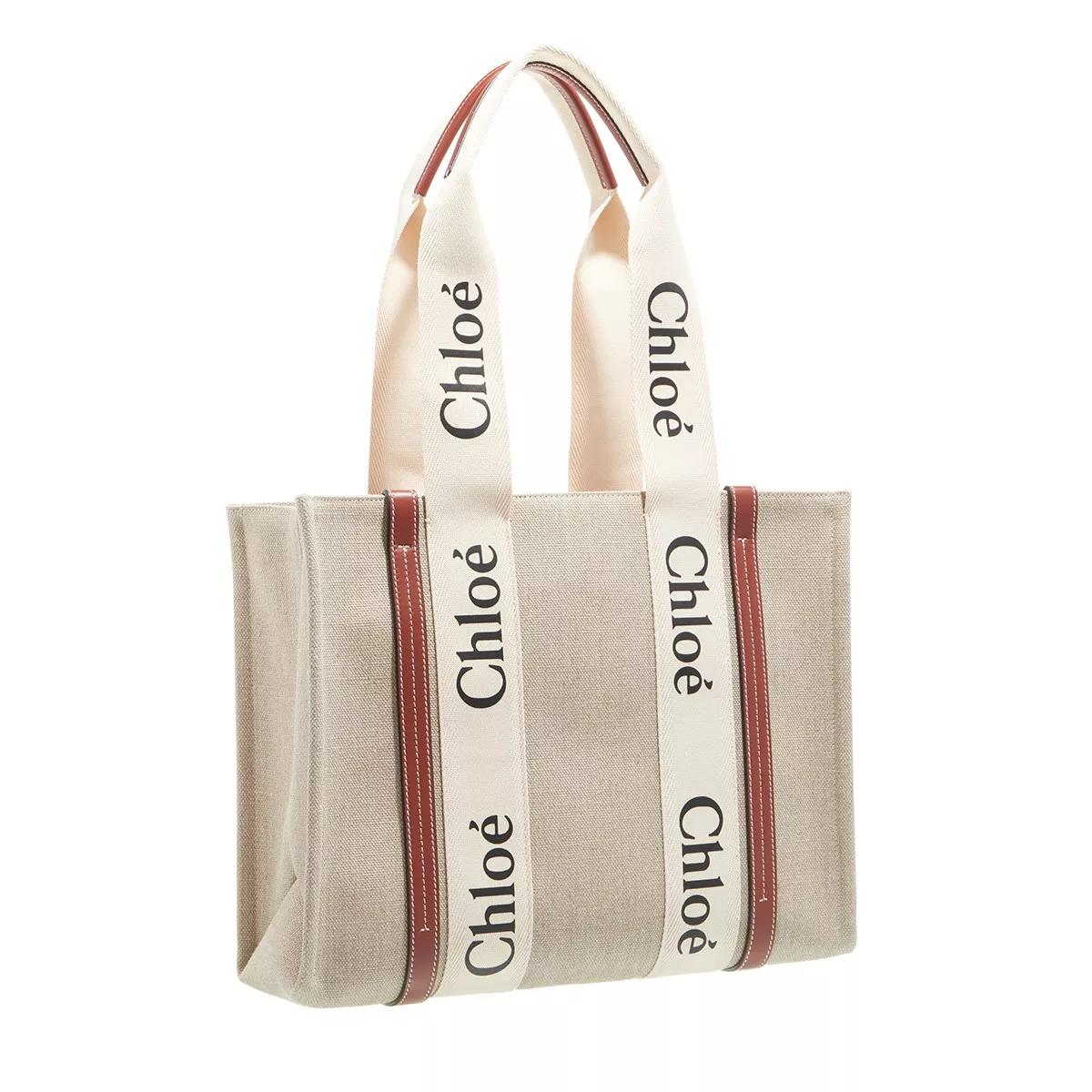 Chloe Woody White Brown Tote