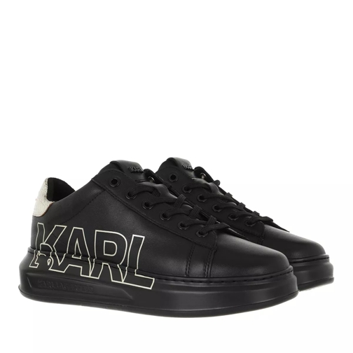Karl Lagerfeld Karl Outline Logo Black Leather with Gold Low-Top Sneaker