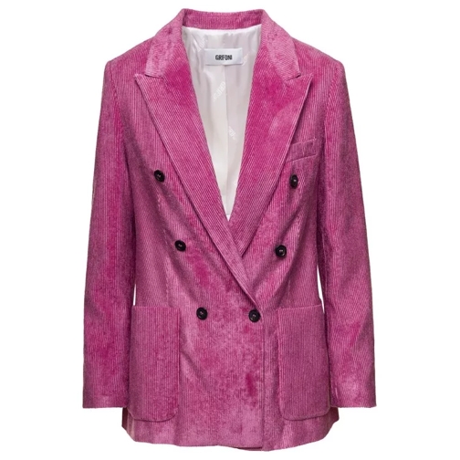 Grifoni Loose Pink Double-Breasted Jacket With Patch Pocke Pink 