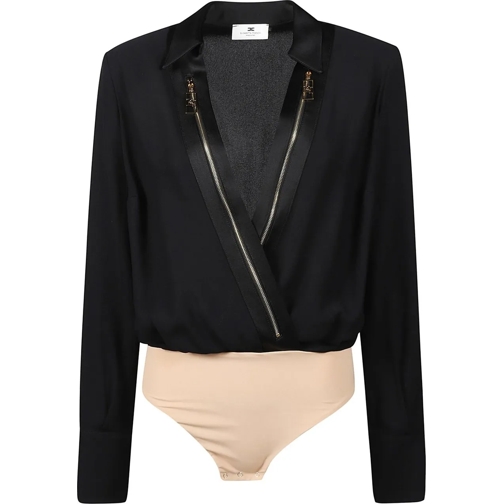 Elisabetta Franchi Blouses Long Sleeve Bodysuit Shirt Black schwarz