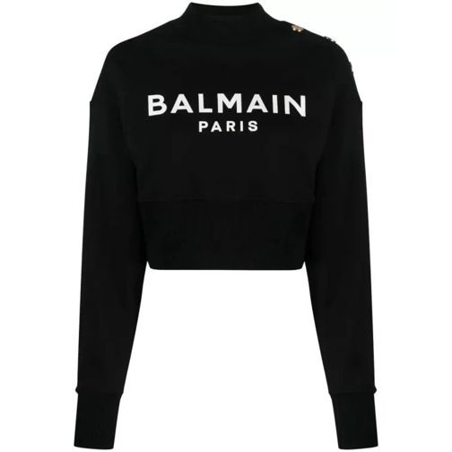 Balmain Logo-Print Cropped Sweatshirt Black 