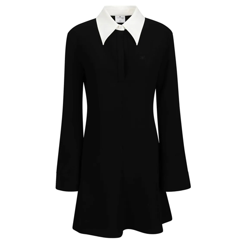 Courrèges Mini-Kleider Flared Buttoned Dress Black