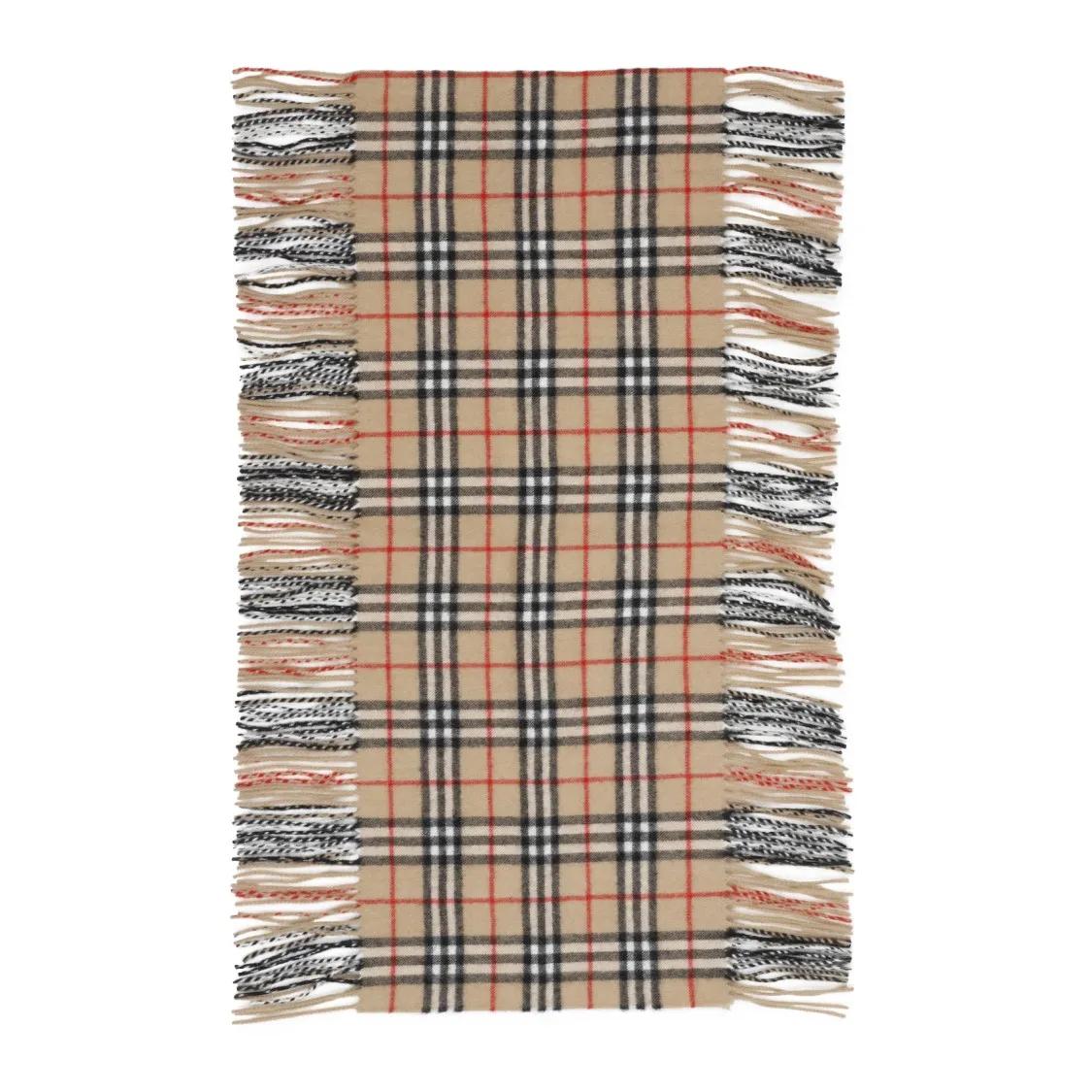 Burberry Tücher & Schals - Fringe Check Beige Cashmere Scarf - Gr. unisize - in Beige - für Damen