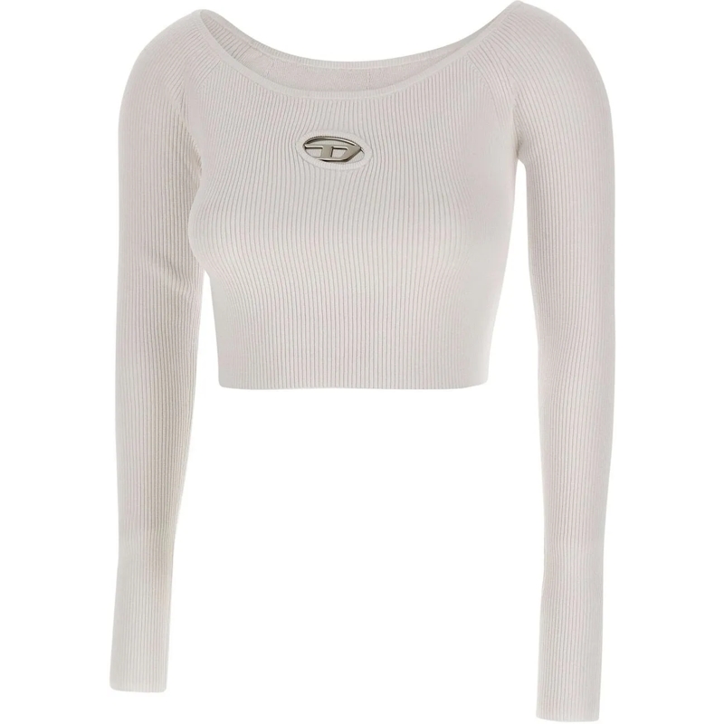 Diesel Haut à manches longues Top White weiß