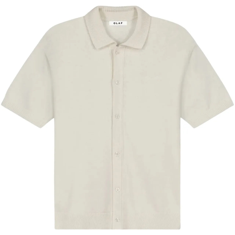 ØLÅF Poloshirt Olaf Linen Knitted Ss Polo Polos Off White M250702 weiß