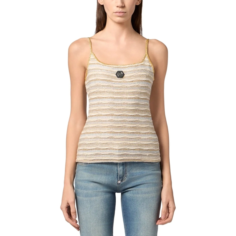 Philipp Plein Gestricktes Oberteil Knitted Tank Top weiss(Image 3)