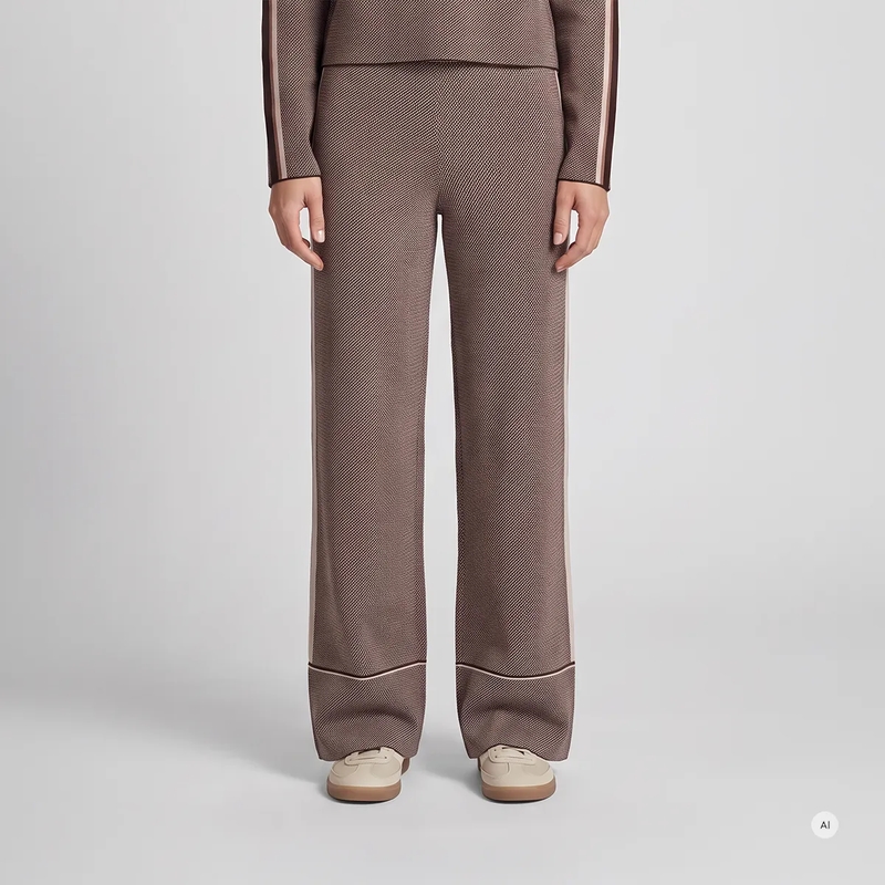 Marc Aurel Stoffhose Strickhose- elastischer Gummibund- eingestrickt braun(Image 3)