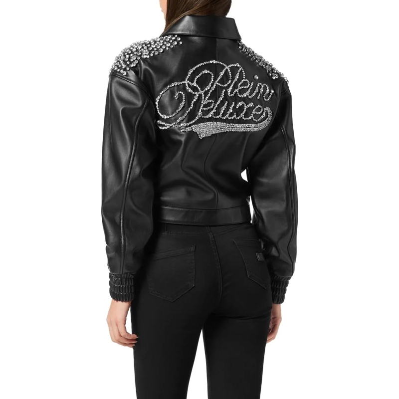 Philipp Plein Bomberjacke Leder-Bomber Signature schwarz(Image 3)
