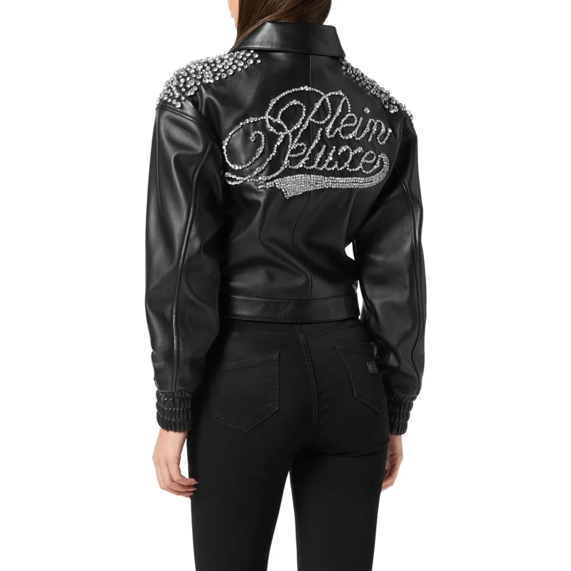 Philipp Plein Daunenjacke Leather Bomber Signature schwarz(Image 2)
