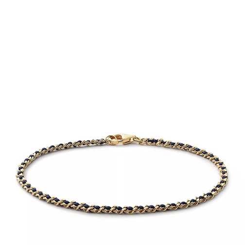 Miansai 2mm Woven Chain Bracelet Gold Vermeil Polished S Navy Blue Armband