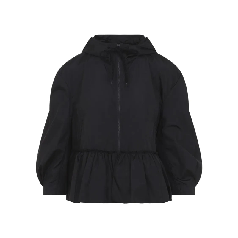 Simone Rocha Veste de transition Black Jacket With Gathered Peplum Hem And Volumino Black